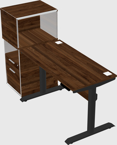 Dual motor electric desk w/cabinet