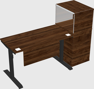 Dual motor electric desk w/cabinet