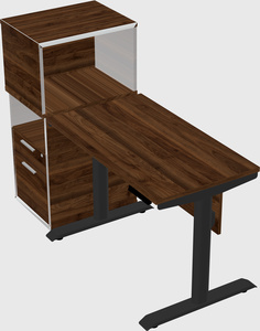 Dual motor electric desk w/cabinet