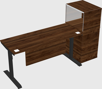 Dual motor electric desk w/cabinet