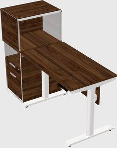 Dual motor electric desk w/cabinet
