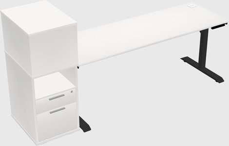 Dual motor electric desk w/cabinet