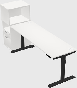 Dual motor electric desk w/cabinet