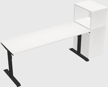 Dual motor electric desk w/cabinet