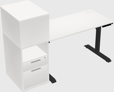 Dual motor electric desk w/cabinet