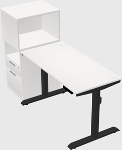 Dual motor electric desk w/cabinet
