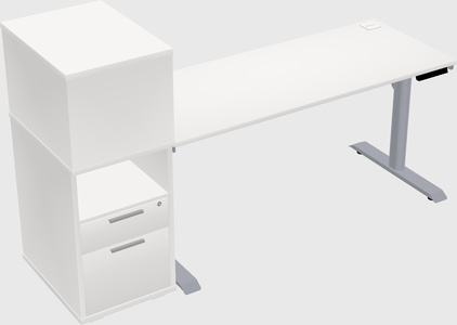 Dual motor electric desk w/cabinet