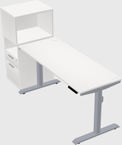 Dual motor electric desk w/cabinet