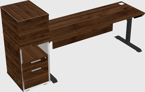 Dual motor electric desk w/cabinet