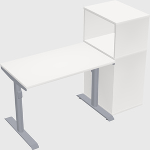 Dual motor electric desk w/cabinet