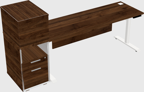 Dual Motor Electric Desk W/cabinet