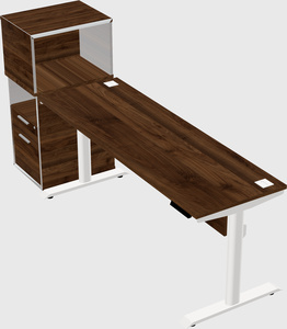 Dual motor electric desk w/cabinet