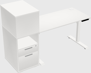 Dual motor electric desk w/cabinet