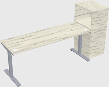 Dual motor electric desk w/cabinet