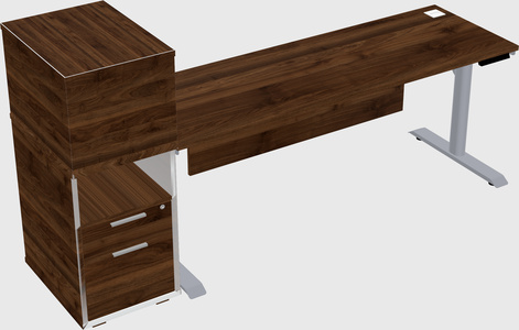 Dual motor electric desk w/cabinet