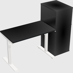 Dual motor electric desk w/cabinet