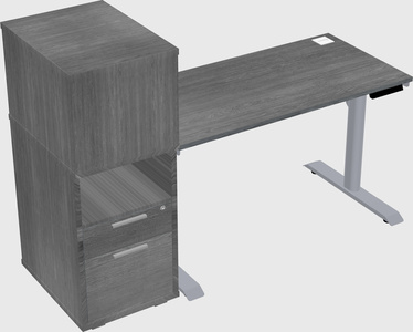 Dual motor electric desk w/cabinet