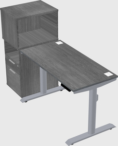 Dual motor electric desk w/cabinet