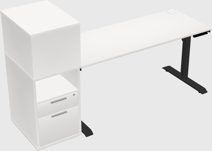 Dual motor electric desk w/cabinet