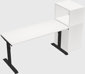 Dual motor electric desk w/cabinet