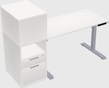 Dual motor electric desk w/cabinet