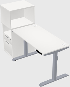 Dual motor electric desk w/cabinet