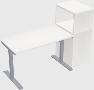 Dual motor electric desk w/cabinet