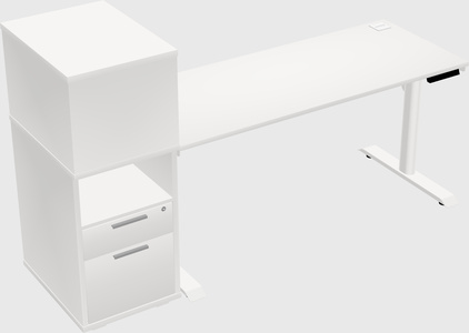 Dual motor electric desk w/cabinet