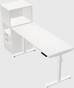 Dual motor electric desk w/cabinet