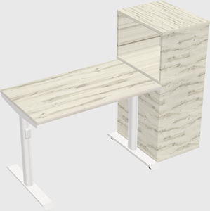 Dual motor electric desk w/cabinet