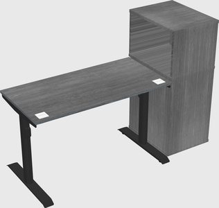 Dual motor electric desk w/cabinet