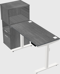 Dual motor electric desk w/cabinet
