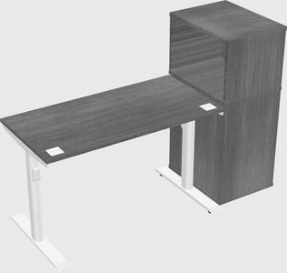 Dual motor electric desk w/cabinet