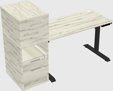 Dual motor electric desk w/cabinet