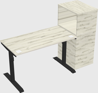Dual motor electric desk w/cabinet