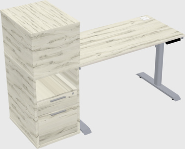 Dual motor electric desk w/cabinet