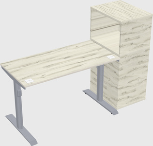 Dual motor electric desk w/cabinet