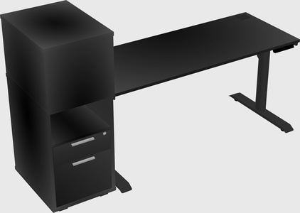 Dual motor electric desk w/cabinet