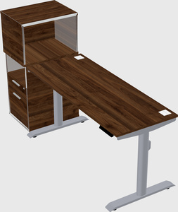 Dual motor electric desk w/cabinet