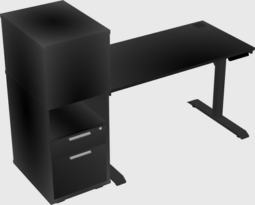 Dual motor electric desk w/cabinet