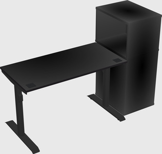 Dual motor electric desk w/cabinet