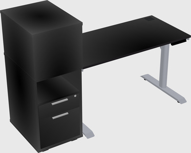 Dual motor electric desk w/cabinet