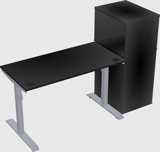 Dual motor electric desk w/cabinet