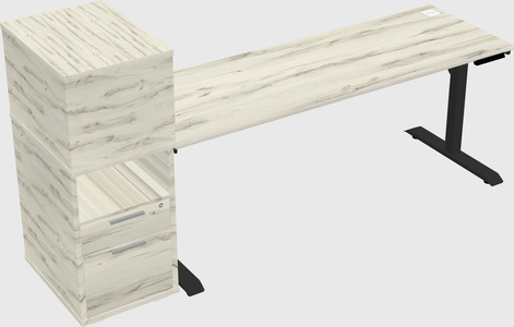 Dual motor electric desk w/cabinet