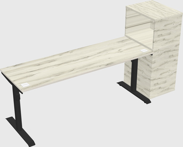 Dual motor electric desk w/cabinet