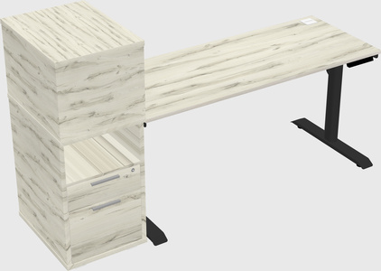 Dual motor electric desk w/cabinet