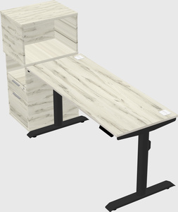 Dual motor electric desk w/cabinet