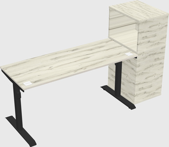 Dual motor electric desk w/cabinet