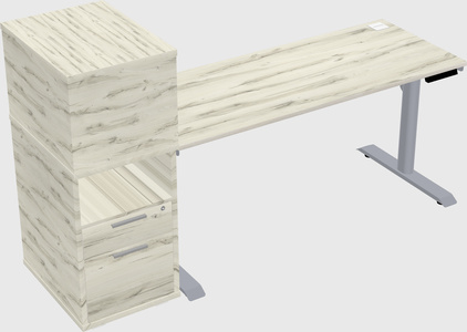 Dual motor electric desk w/cabinet