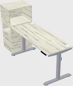 Dual motor electric desk w/cabinet